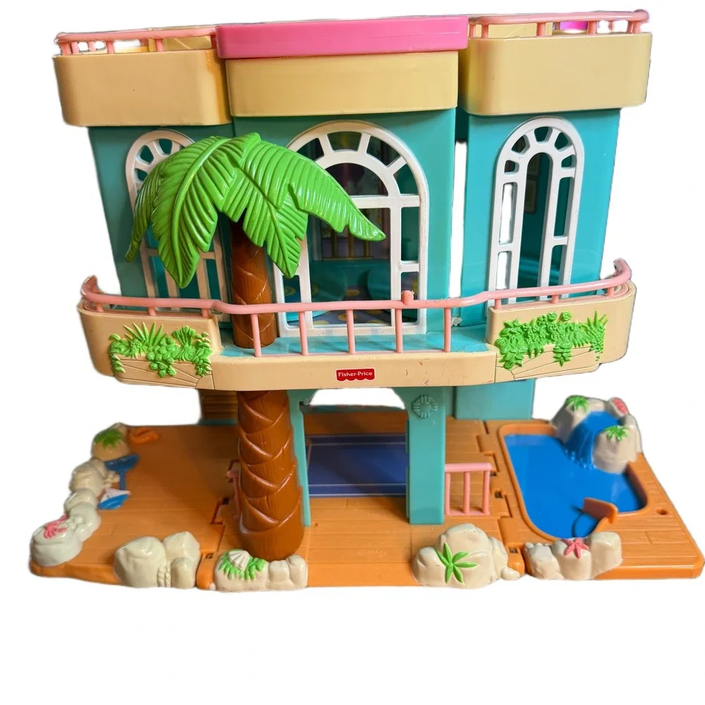 Fisher-Price Loving Family Beach House Vintage Playset with Furniture & Figures